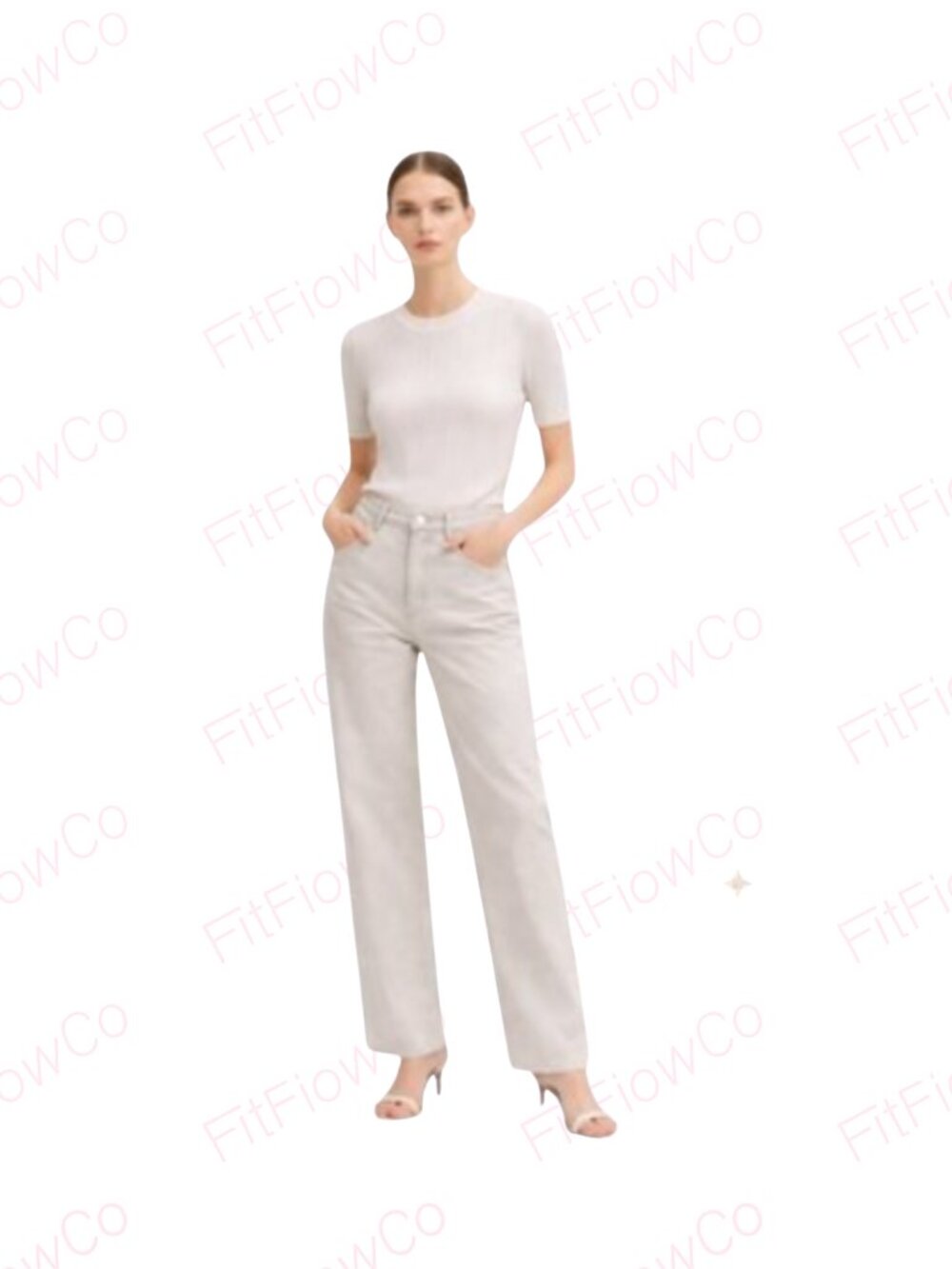 ZARA Metallic Straight-Leg Jeans – Silver Wash  US 4 / EU 36  EUC